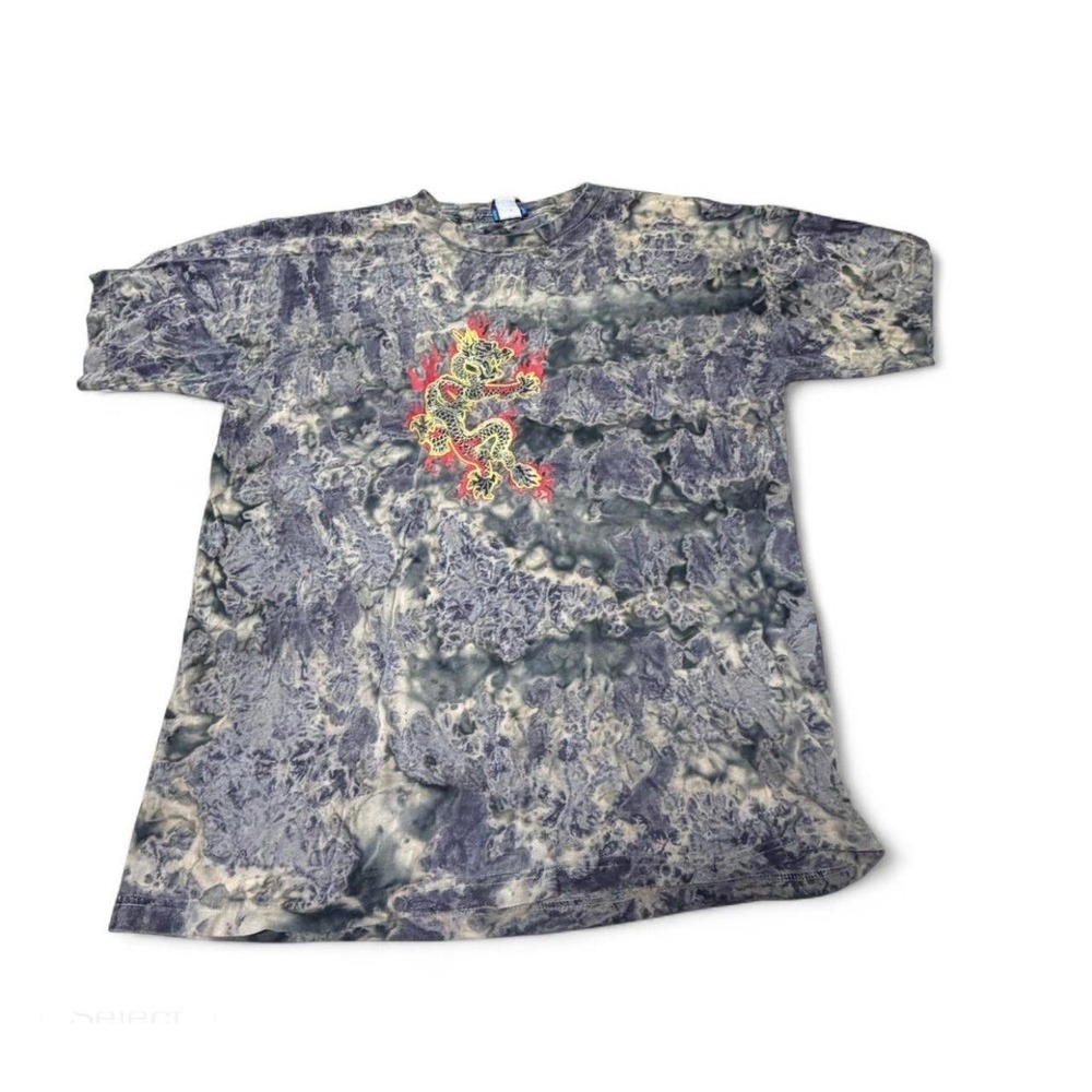 Global Generation Dragon T Shirt XL Tie Dye Acid Wash Y2K Asian Graphic Tee